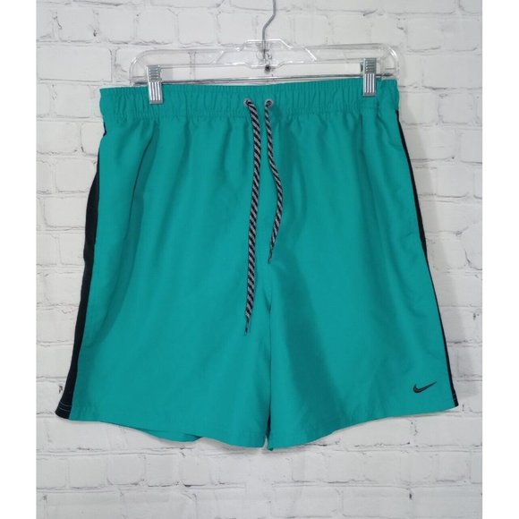 Nike Swim Nike Swim Trunks Netting Lined Aqua Blue Side Stripe Logo